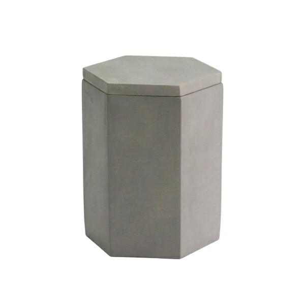 Hexagon cement/concrete wax candle jar with lid