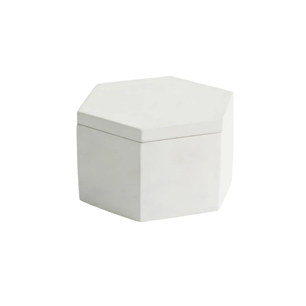 Hexagon cement/concrete wax candle jar with lid