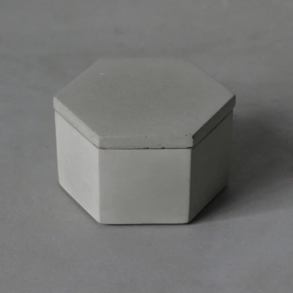 Hexagon cement/concrete wax candle jar with lid