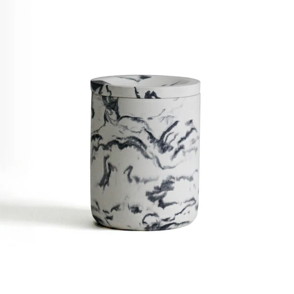 Custom logo and shape support cement/concrete marble effect luxury cylinder wax candle jar with lid