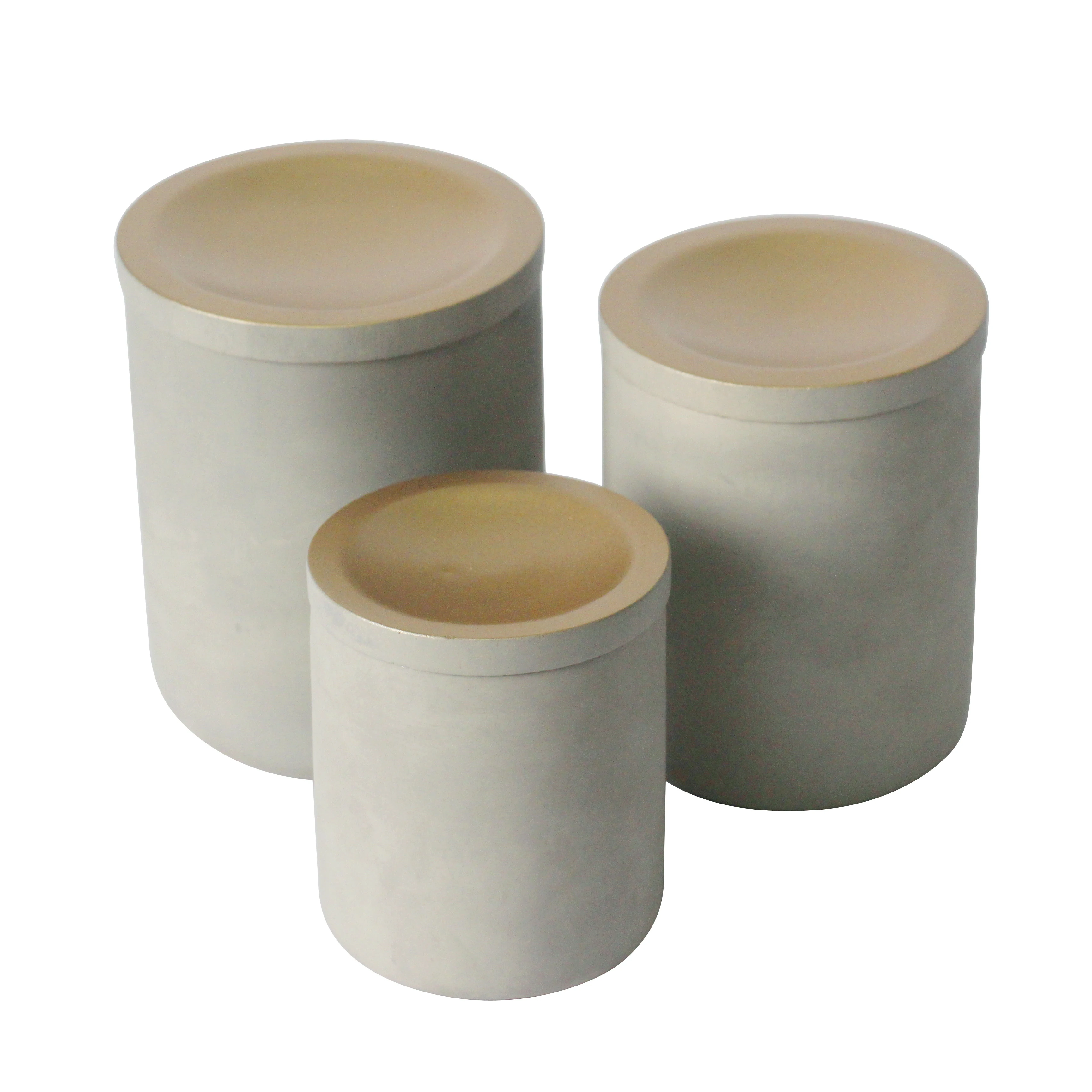 Custom logo and shape support cement/concrete marble effect luxury cylinder wax candle jar with lid