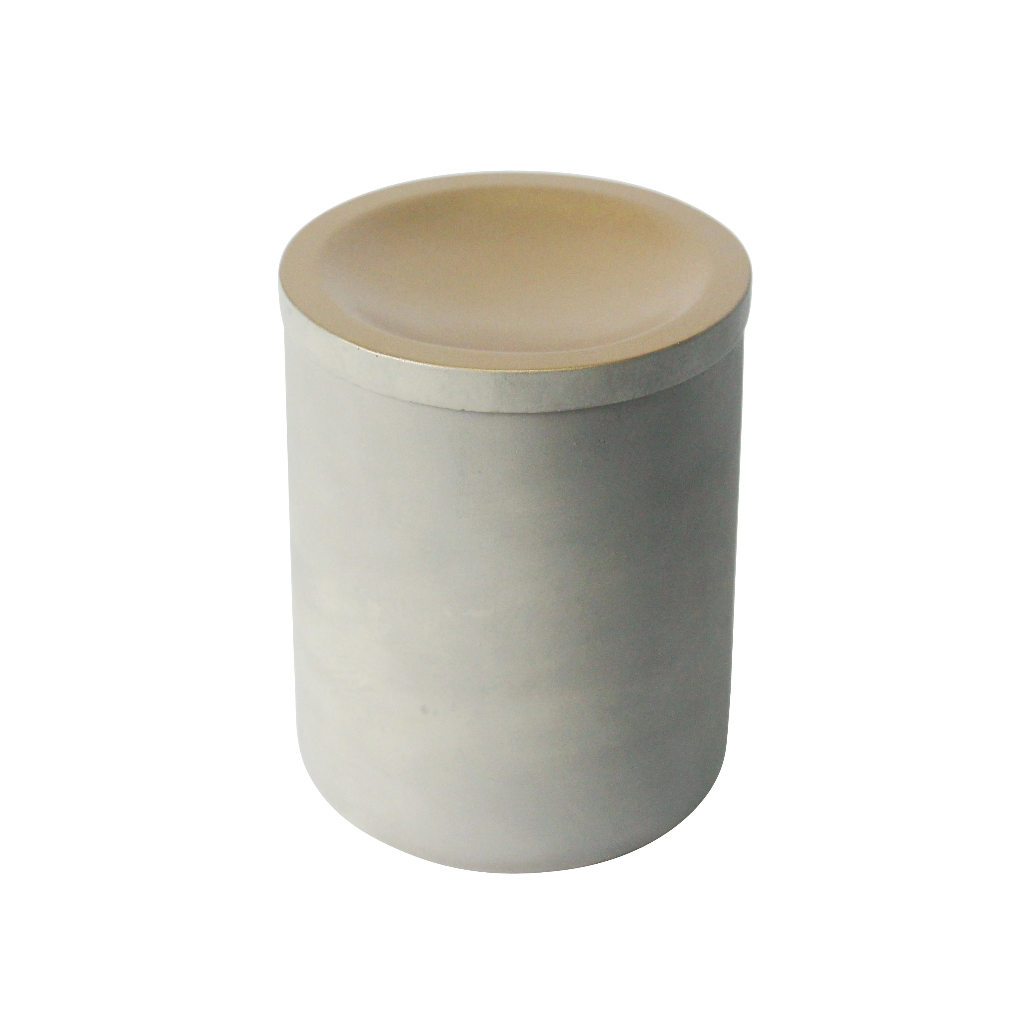 Custom logo and shape support cement/concrete marble effect luxury cylinder wax candle jar with lid