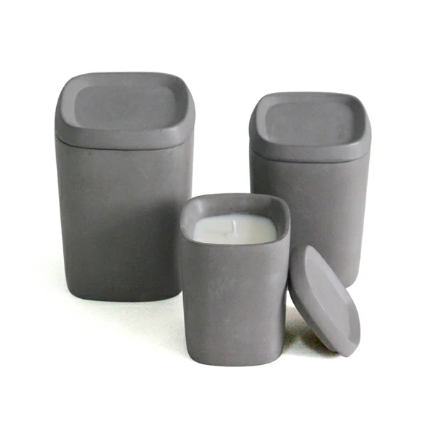 Custom logo and shape support  eco-freinedly cement/concrete wax squre candle jar with lid