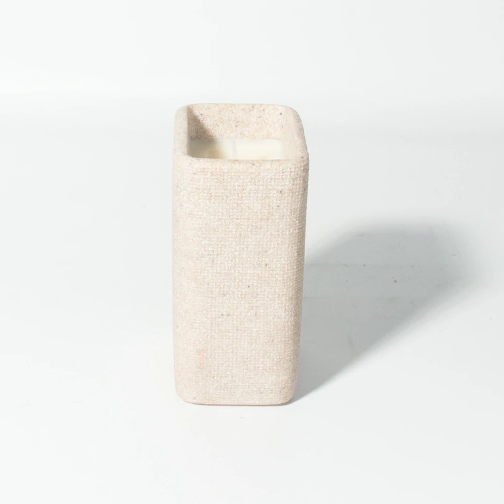 Wholesale Embossed Nonwovens Custom Matte Candle Vessels Empty Cement Candle Container Colorful Small Sandstone Concrete Candle Jar