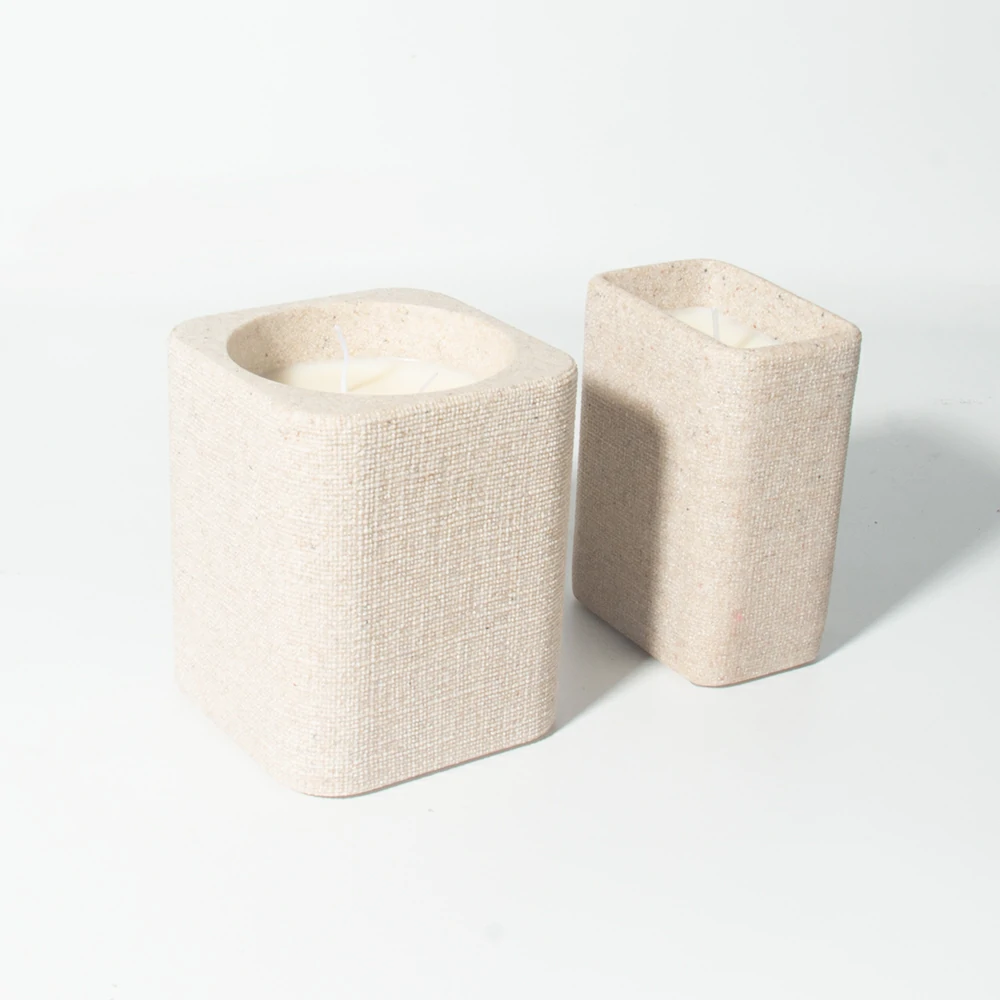 Wholesale Embossed Nonwovens Custom Matte Candle Vessels Empty Cement Candle Container Colorful Large Concrete Candle Jar