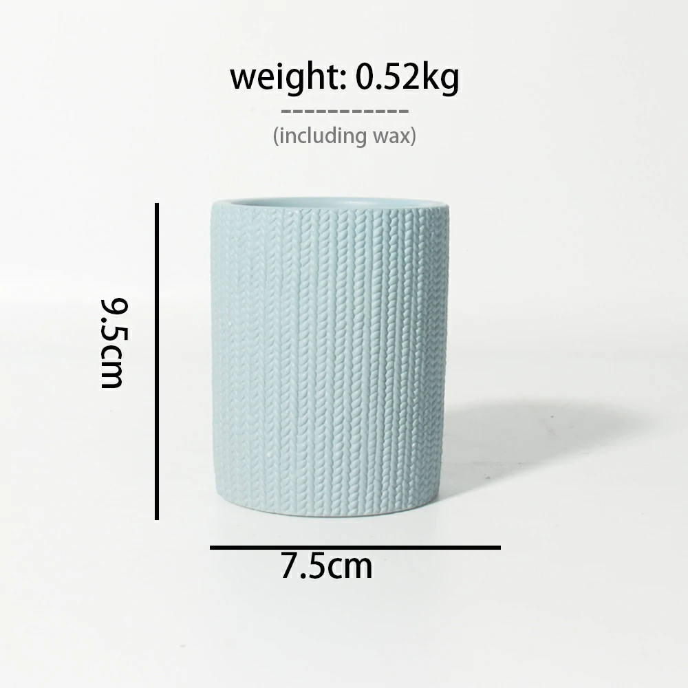 New Style Custom Frosted Round Knit Type Candle Jar Nordic Concrete Cement Candle Jar for Scent Candle Making