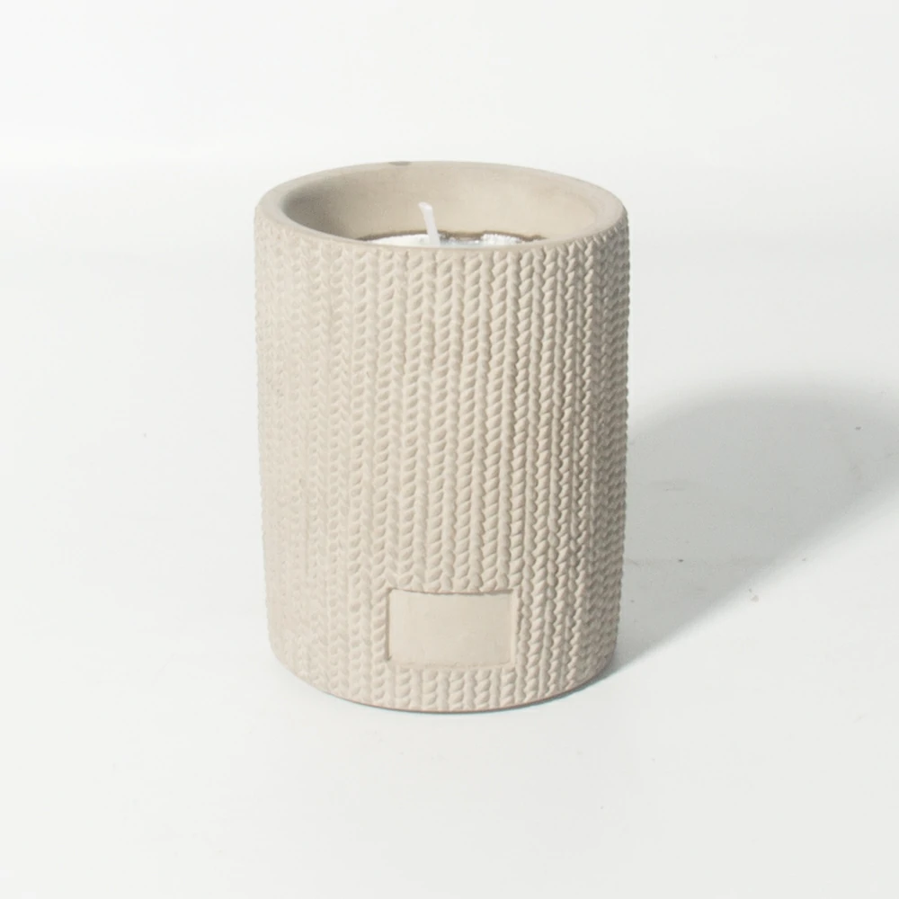 New Style Custom Frosted Round Knit Type Candle Jar Nordic Concrete Cement Candle Jar for Scent Candle Making