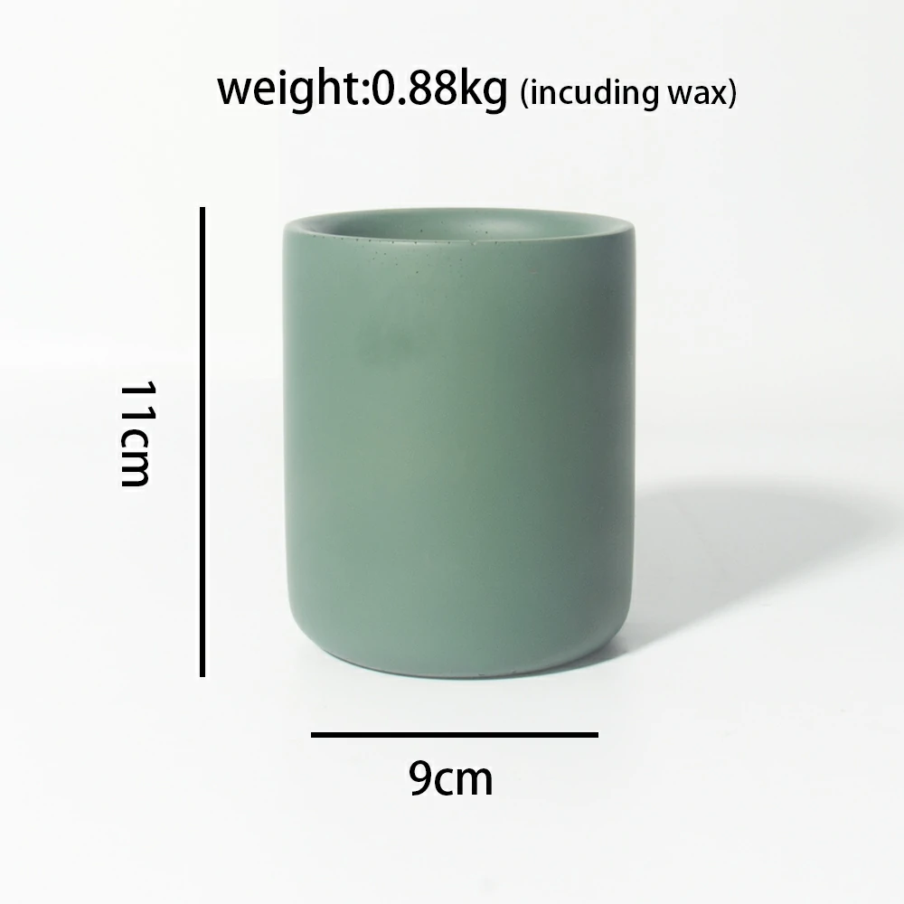 New Style Custom Frosted Round Matte Green Color Candle Jar Nordic Concrete Cement Candle Jar