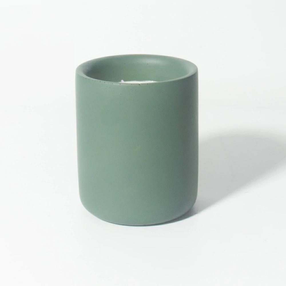 New Style Custom Frosted Round Matte Green Color Candle Jar Nordic Concrete Cement Candle Jar