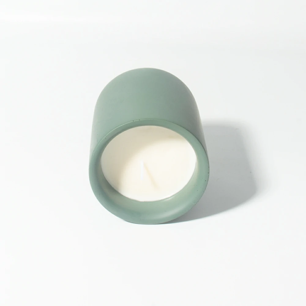 New Style Custom Frosted Round Matte Green Color Candle Jar Nordic Concrete Cement Candle Jar