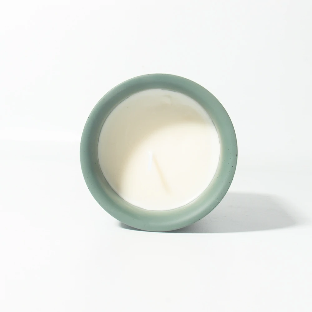 New Style Custom Frosted Round Matte Green Color Candle Jar Nordic Concrete Cement Candle Jar