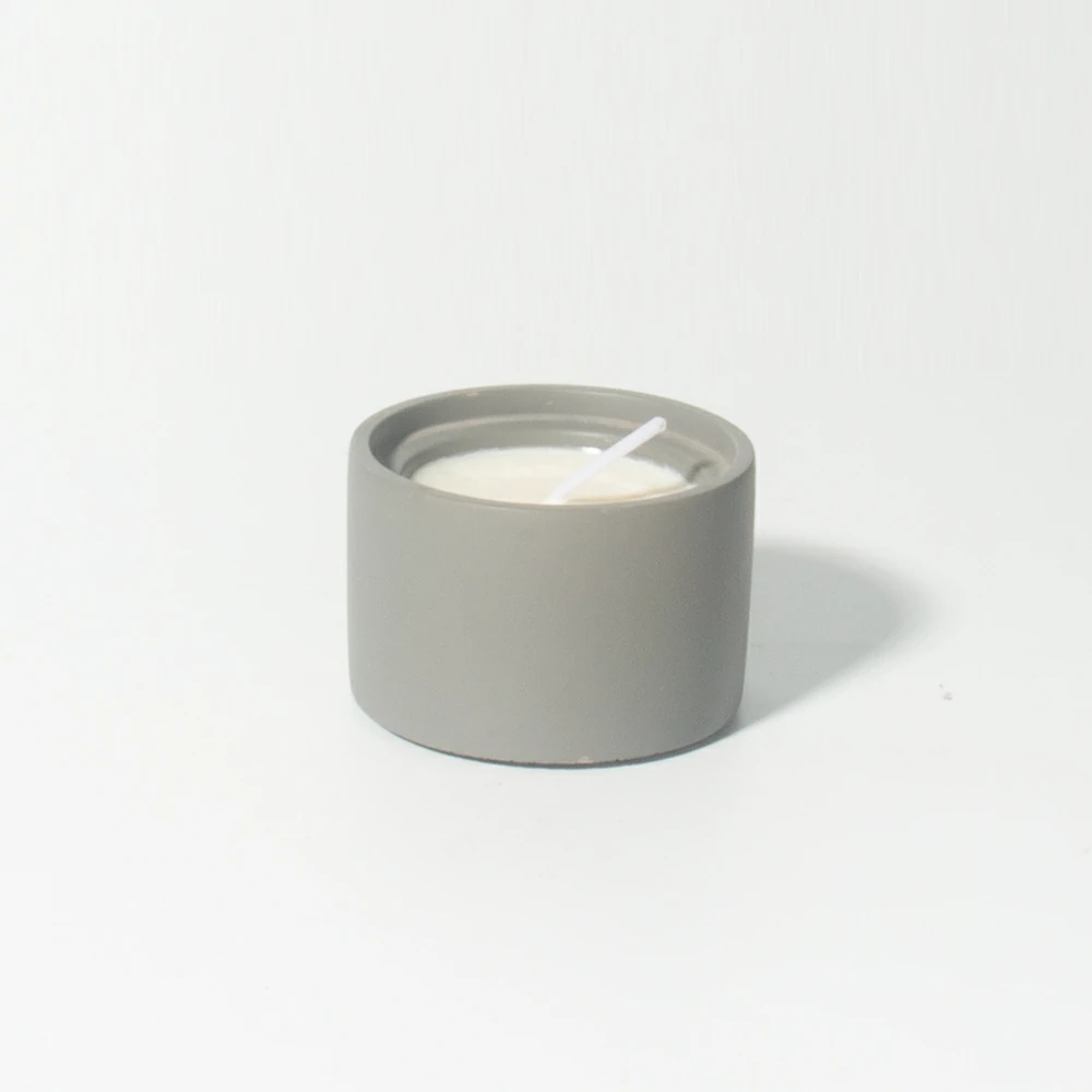 Eco-friendly Round Shape Mini Light Grey Cement Candle Container Concrete Candle Jar