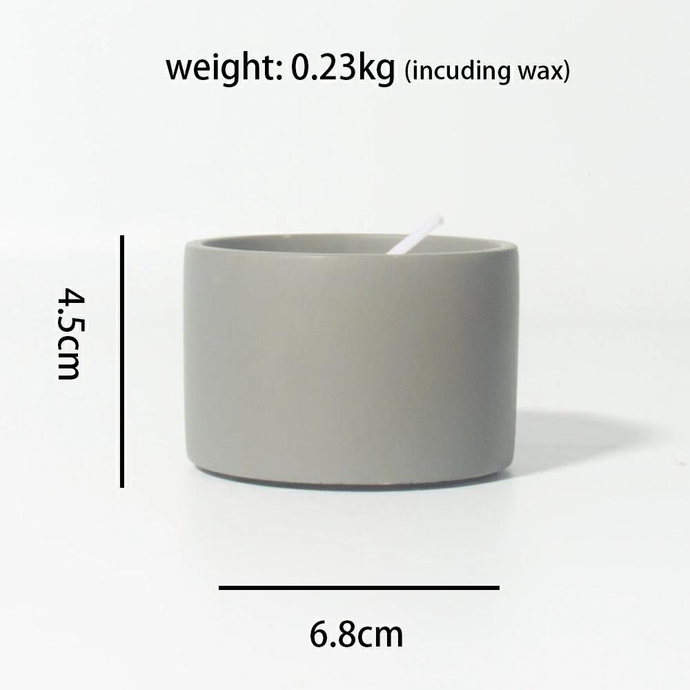 Eco-friendly Round Shape Mini Light Grey Cement Candle Container Concrete Candle Jar