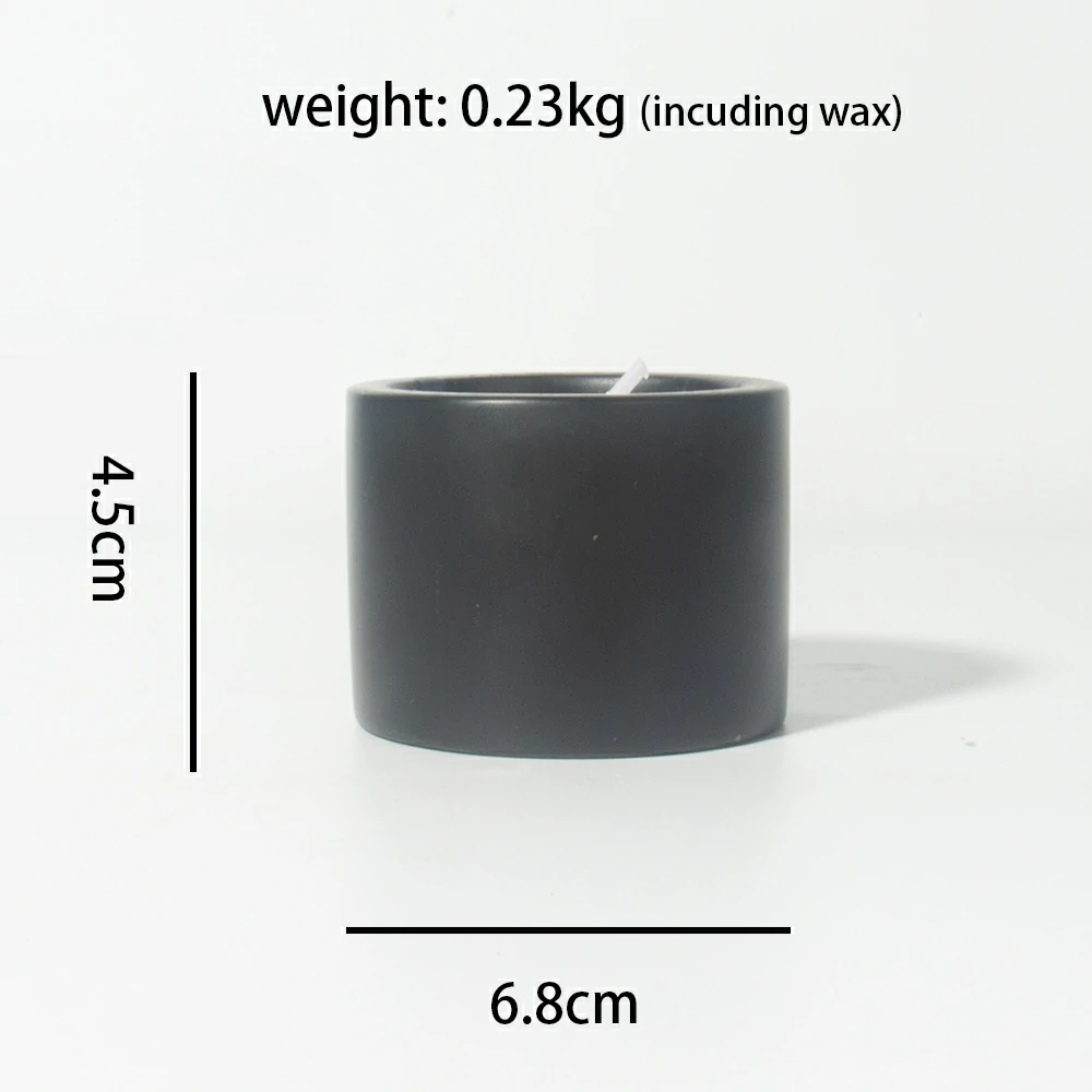 Eco-friendly Round Shape Mini Cement Candle Container Black Concrete Candle Jar