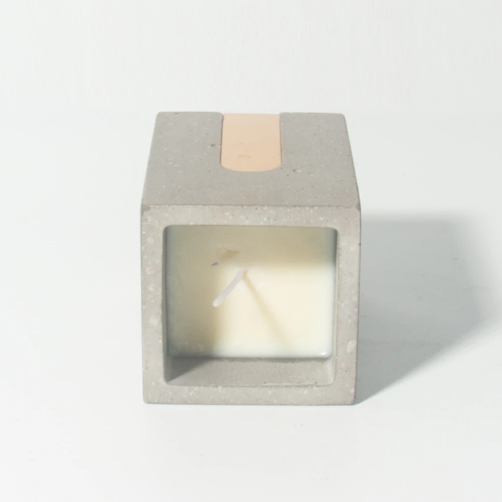 Custom Logo Square Candle Container Vessels Empty Cconcrete Jars For Candles Luxury Candle Jar Wholesale