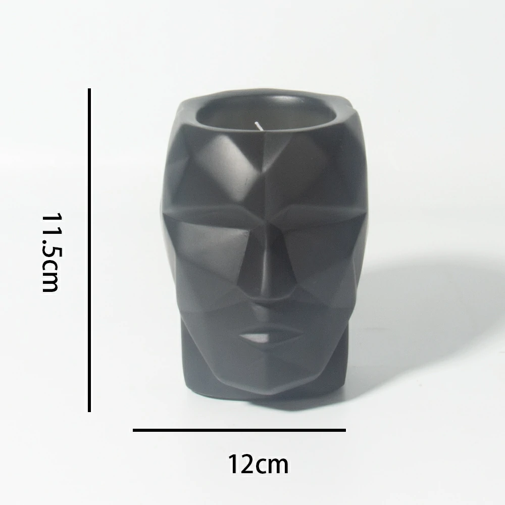 Black Luxury Candle Holders Colored Huamn Face David Wholesale Empty Round Bottom Custom Frosted Concrete/Cement Candle Jar