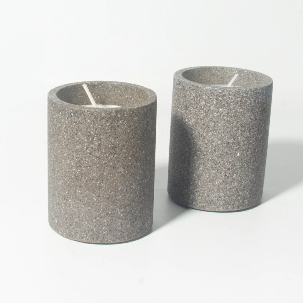 Wholesale Home Decoration Luxury Cylinder Matte Concrete Candle Jar Custom Cement Candle Vessel/container