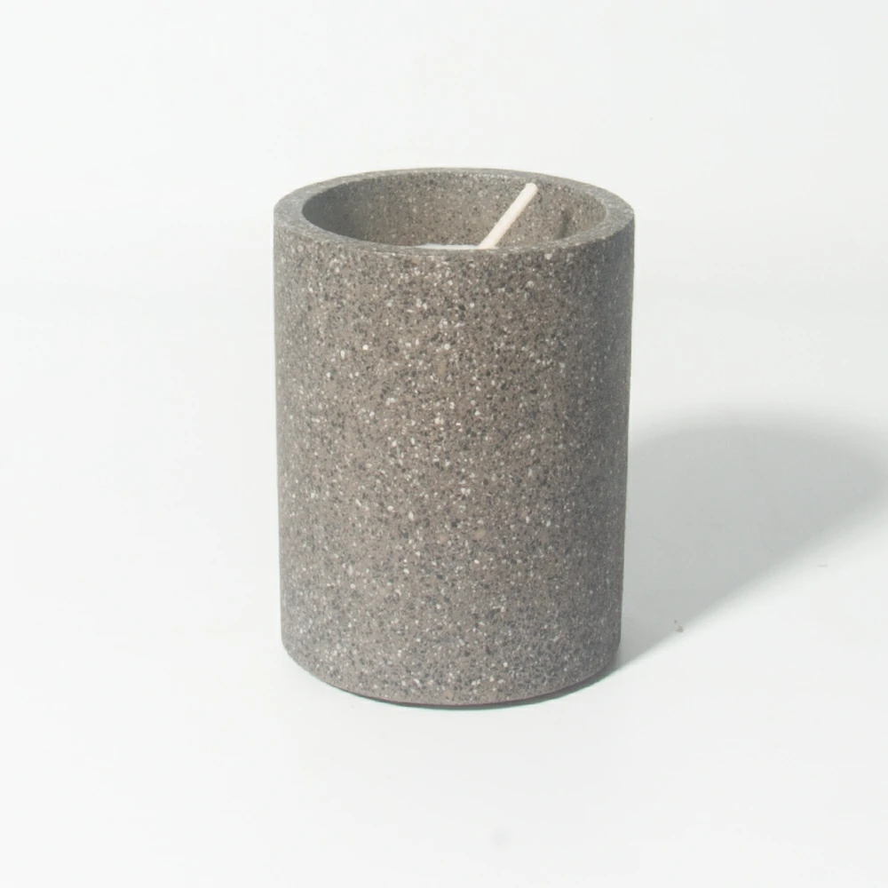 Wholesale Home Decoration Luxury Cylinder Matte Concrete Candle Jar Custom Cement Candle Vessel/container