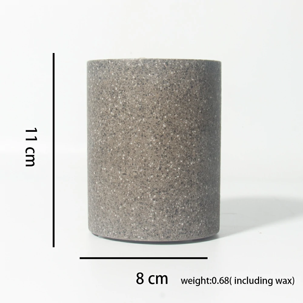 Wholesale Home Decoration Luxury Cylinder Matte Concrete Candle Jar Custom Cement Candle Vessel/container