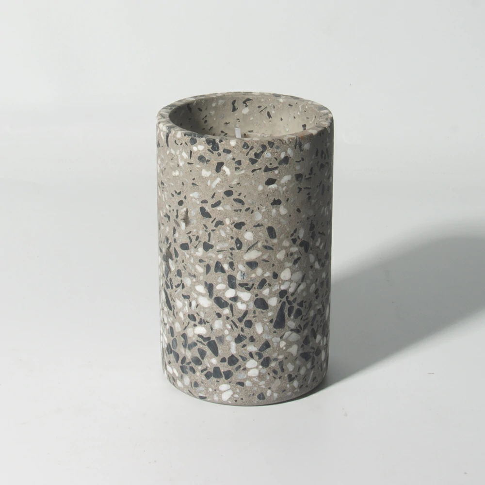  Wholesale Empty terrazzo candle jar home decor water stone terrazzo planter candle holder for scented candles making