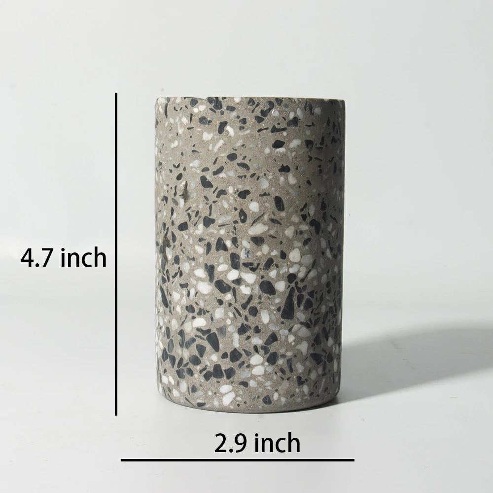  Wholesale Empty terrazzo candle jar home decor water stone terrazzo planter candle holder for scented candles making