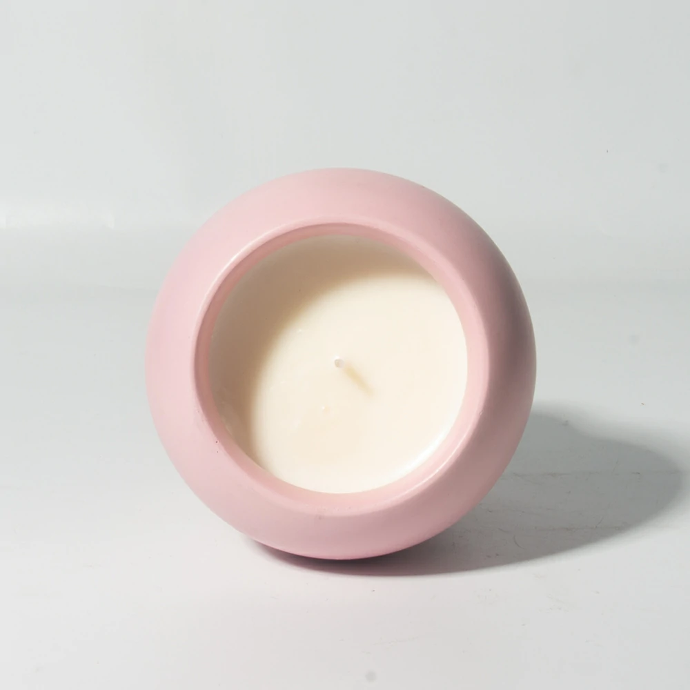 Fashion design cement/concrete natural materials smooth surface grey and pink color for choosing candle container scents wax candle jars for hotel and home decorations