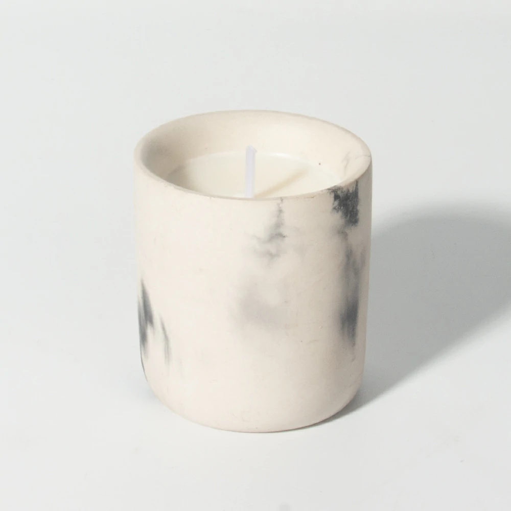 New design cement/concrete candle vessels natural materials white marble effect canlde container  empty candle jars