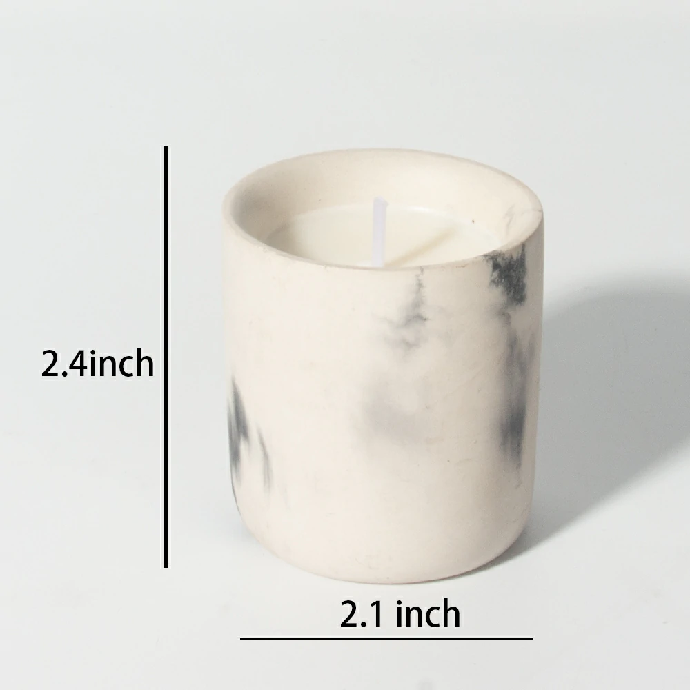 New design cement/concrete candle vessels natural materials white marble effect canlde container  empty candle jars