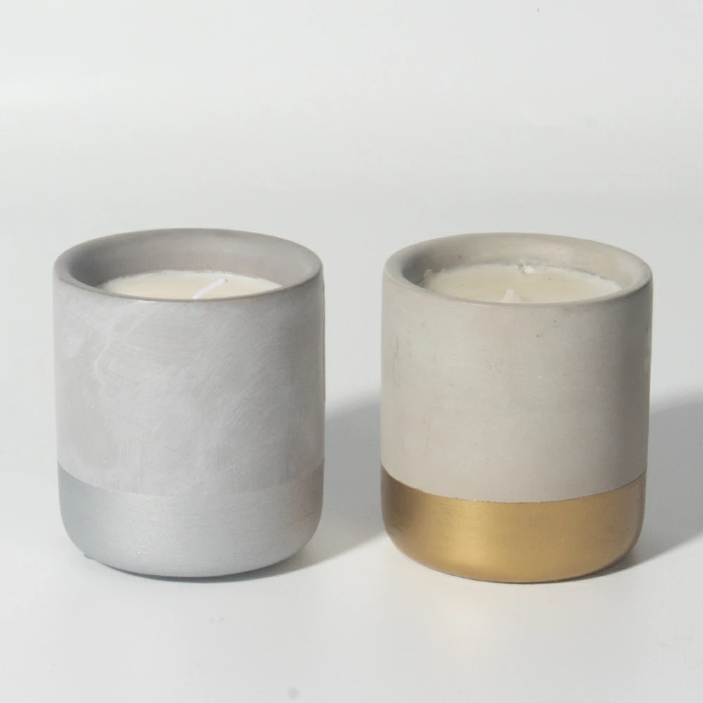 Moden design cement/concrete candle vessels natural materials canlde container  small scents wax candle jars for home and hotel using