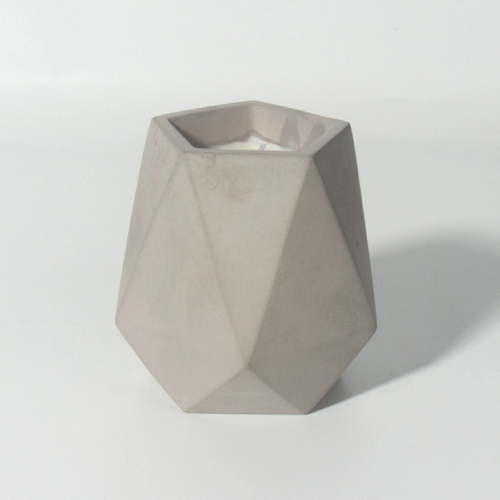 Moden diamond shape design cement/concrete light grey candle vessels natural materials scents wax candle jars canlde container for home using