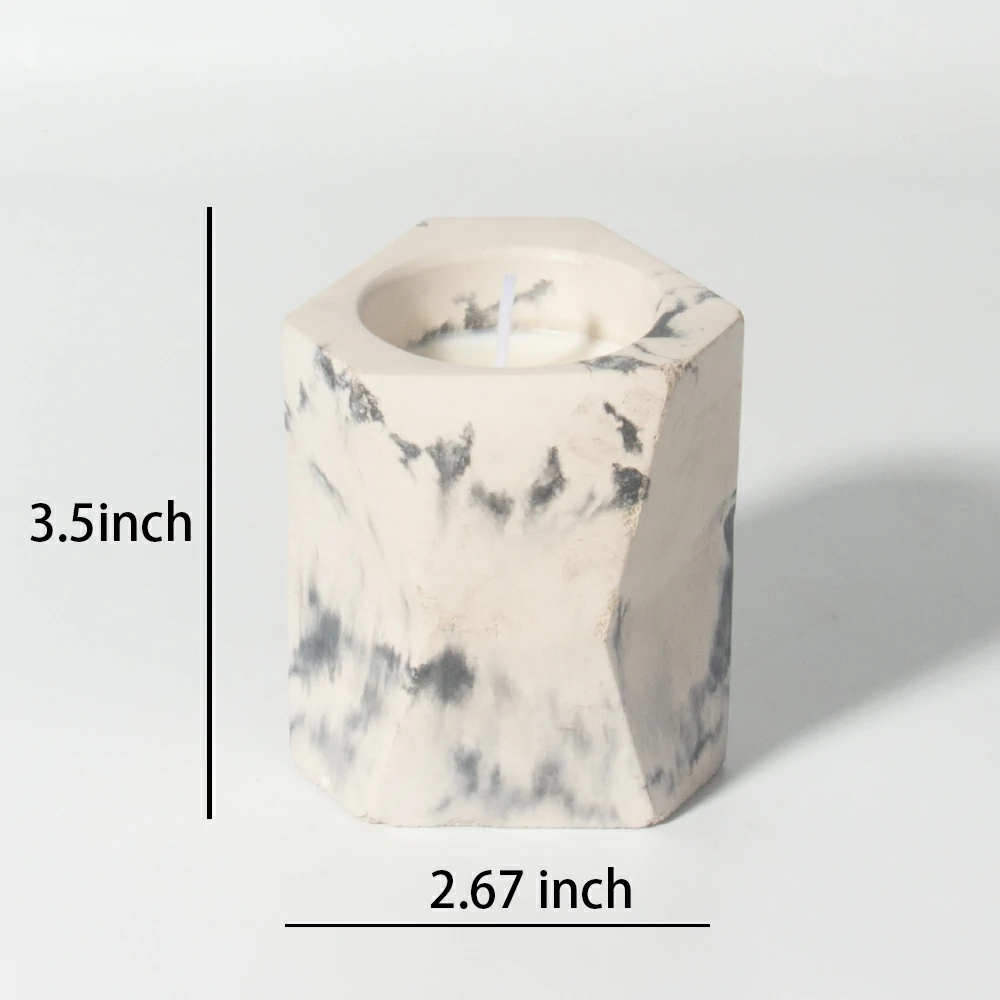 Moden iregular shape design cement/concrete candle vessels natural materials marble effect scents wax candle jars canlde container for home and hotel using