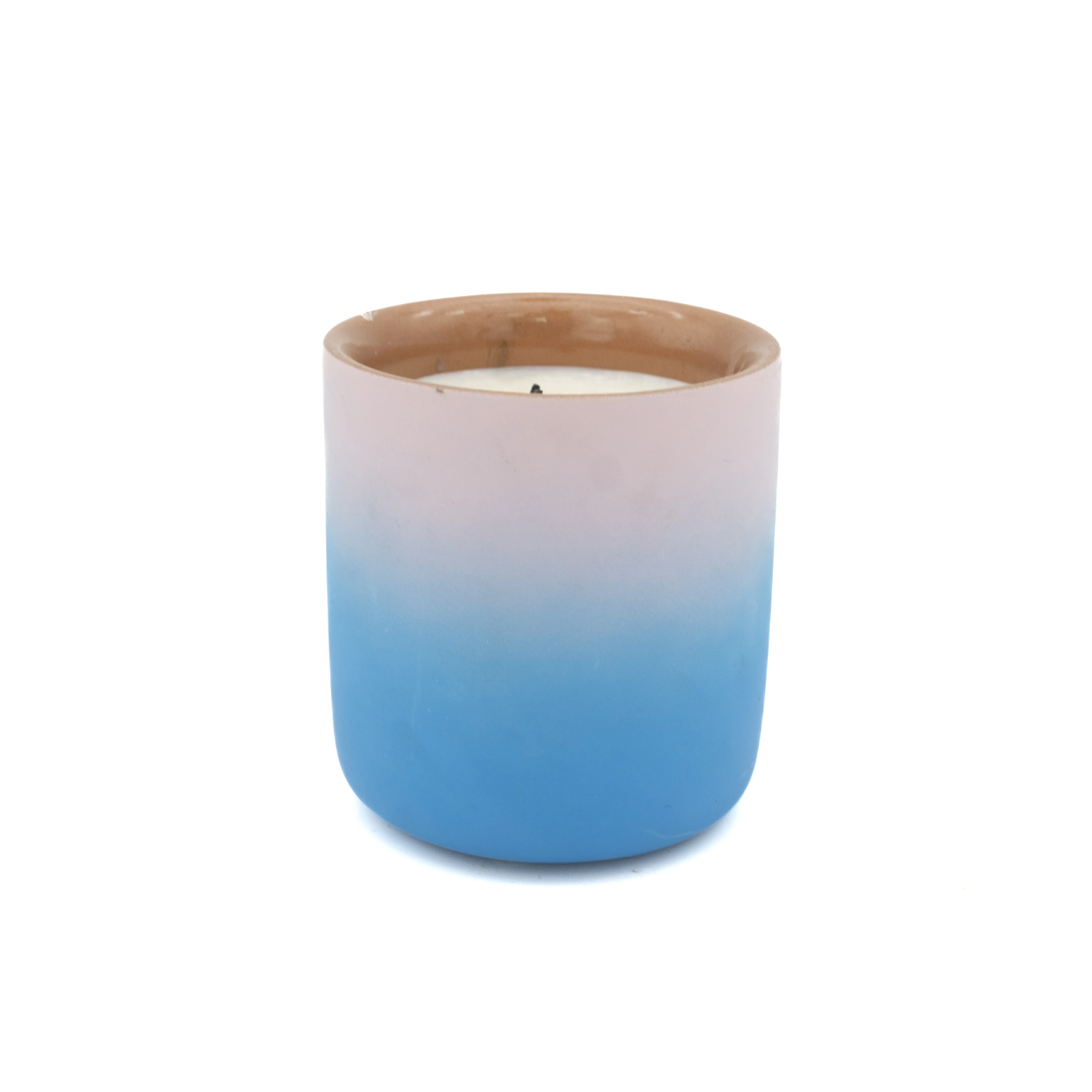 Custom engraved logo supporting eco-friendly material cement/concrete blue and pink gradient empty candle jars for home decorations