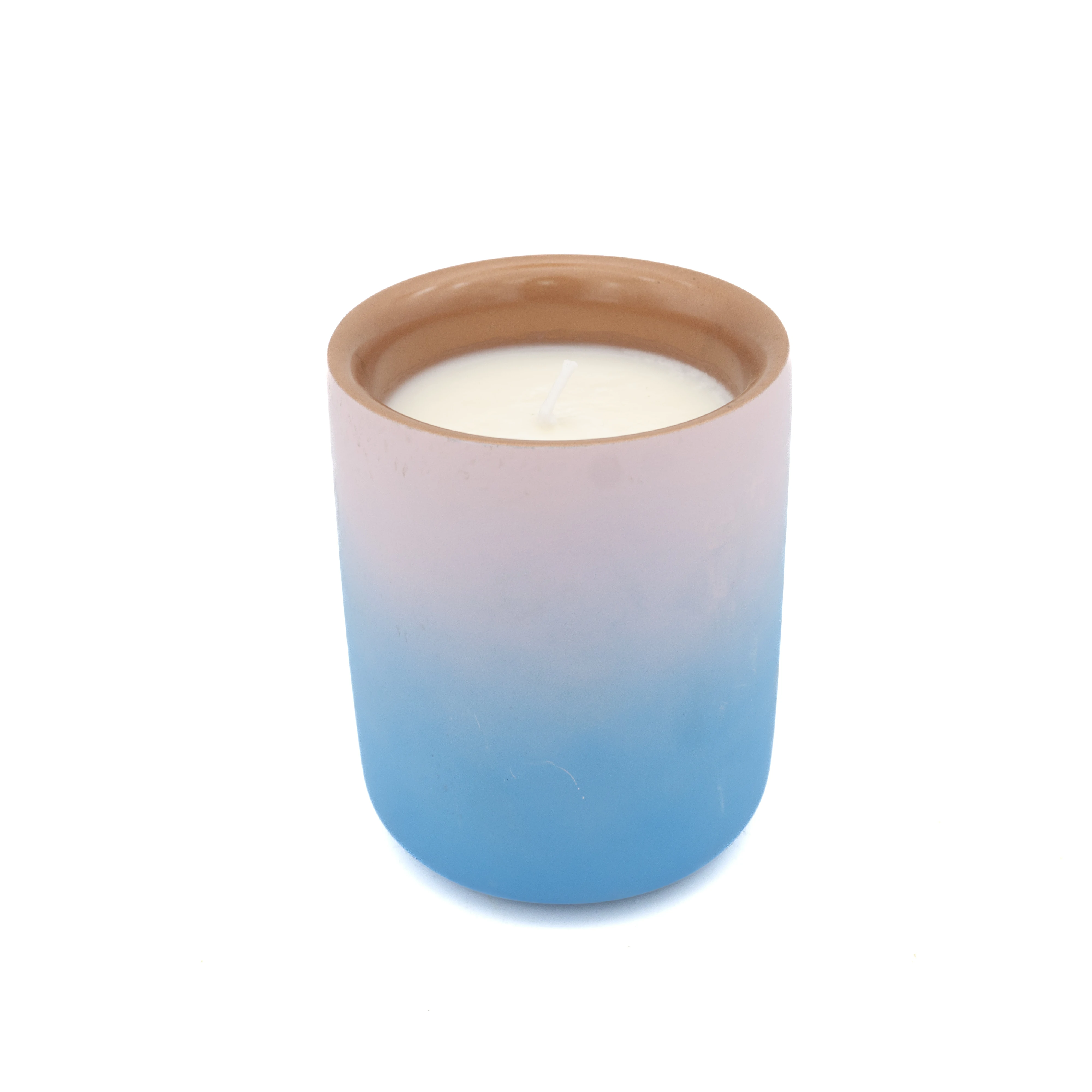 Custom engraved logo supporting eco-friendly material cement/concrete blue and pink gradient empty candle jars for home decorations