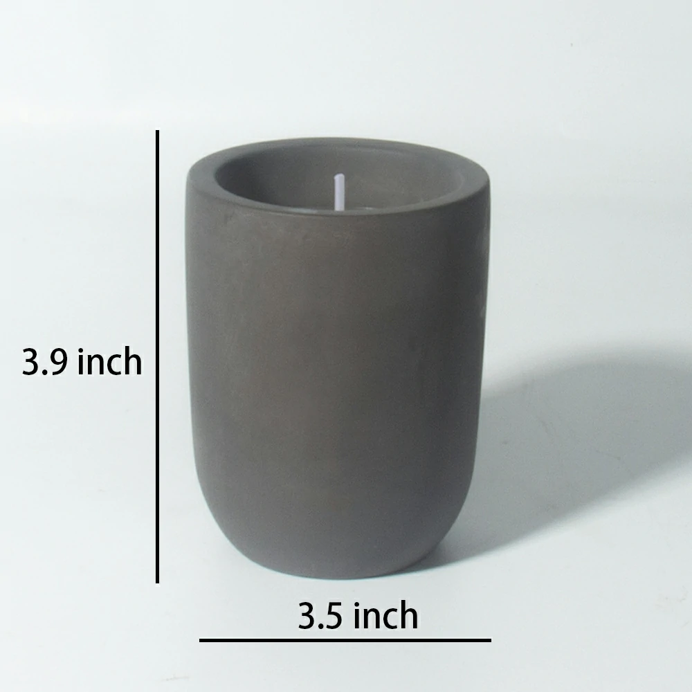 Moden cylinder design cement/concrete dark grey natural materials smooth surface candle container scents wax candle jars for hotel and home using