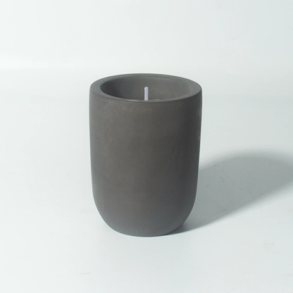 Moden cylinder design cement/concrete dark grey natural materials smooth surface candle container scents wax candle jars for hotel and home using