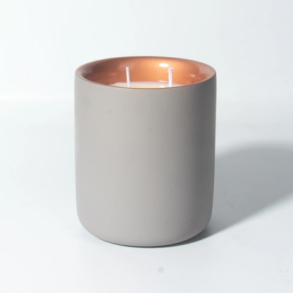 Custom logo and color support luxury design eco-friendly material cement/concrete scents wax candle container and gold candle jars