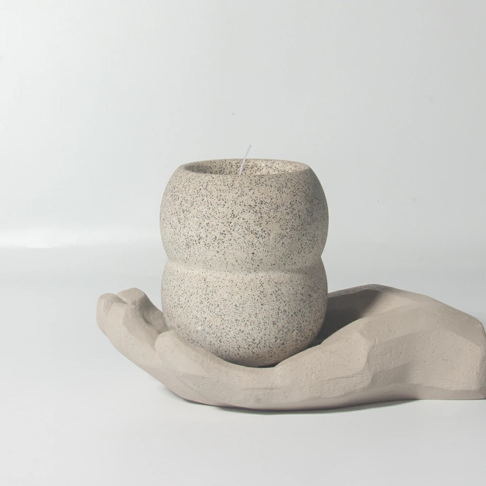 Custom logo and shape support  eco-freinedly cement/concrete wax candle jar for scents canlde making