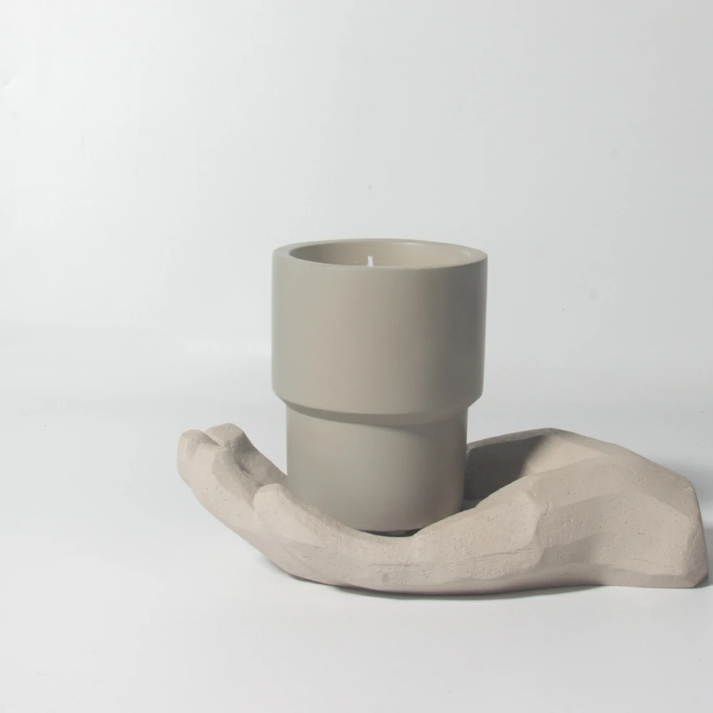 Custom logo and shape support  eco-freinedly cement/concrete wax candle jar for scents canlde making