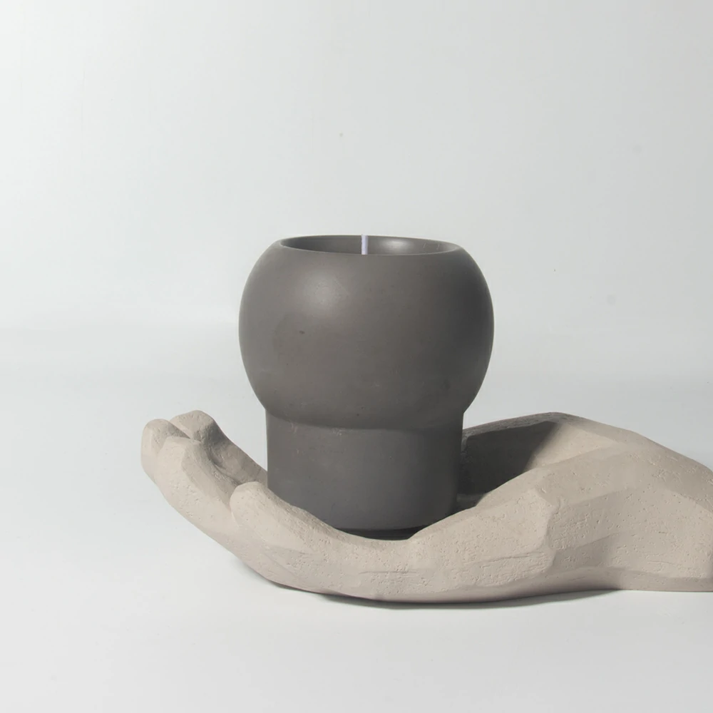 Custom logo and shape support  eco-freinedly cement/concrete wax candle jar for scents canlde making