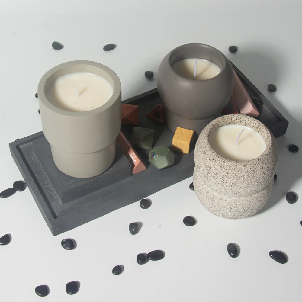 Custom logo and shape support  eco-freinedly cement/concrete wax candle jar for scents canlde making