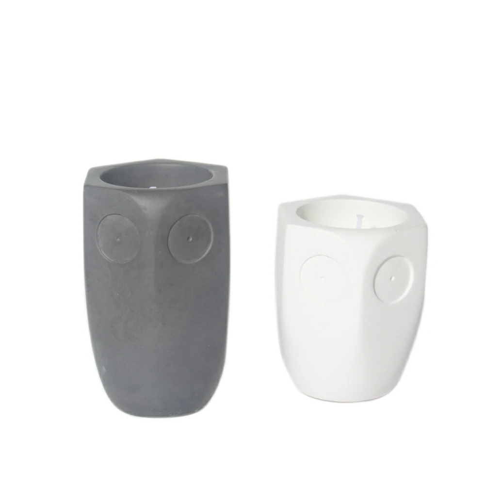 Owl design cement/concrete candle container candle vessels scents wax candle jar for home decoration