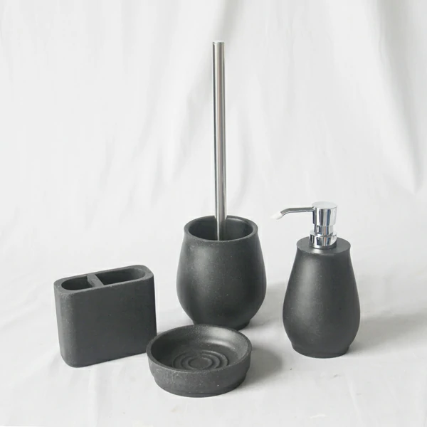 4 Pieces Bathroom sets black resin accessories set design customizable for home and hotel