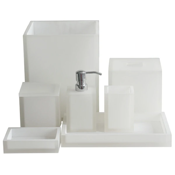 7 Pieces Resin Bathroom Accessories Set Pure White for Choosing for Home Using and Hotel Using