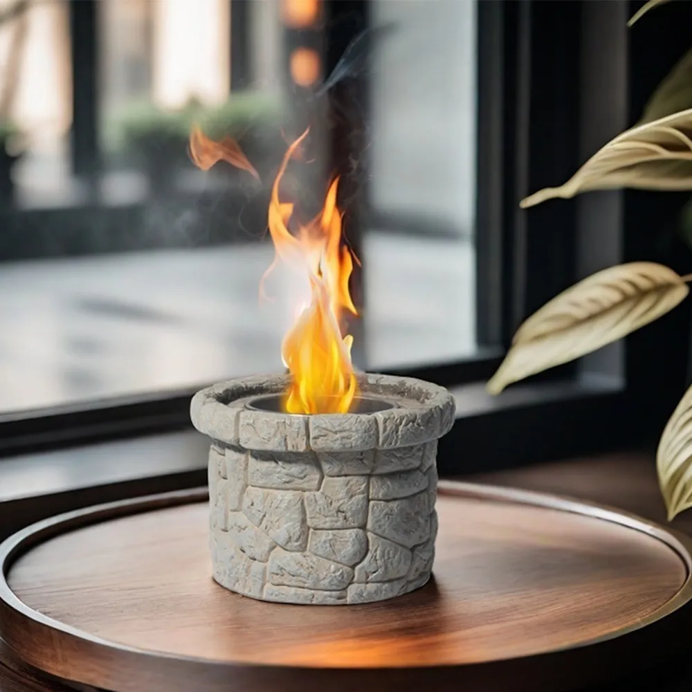 High Quality Outdoor Dining Set Portable Alcohol Fire Pit Bowl Concrete Cement Fireplace Clean Tabletop Easy-to-Move Fire Pit