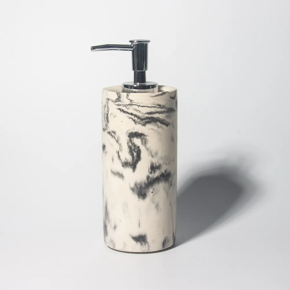 Washroom Set Luxury 2 Pcs Set White Black Splash-Ink Design Cement Concrete Marble Bathroom Accessories Set Hand Soap Dispenser