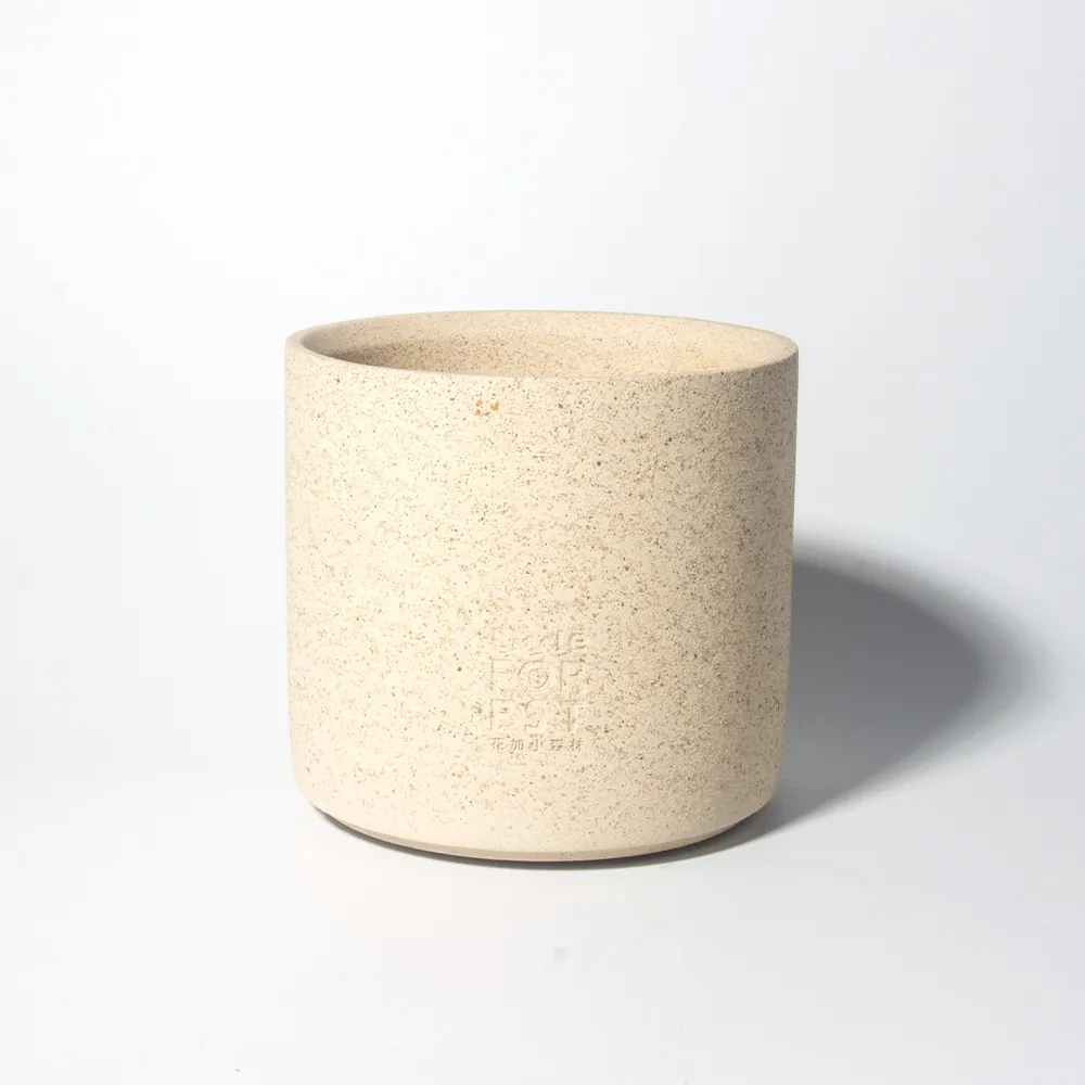 Wholesale Manufacturer Garden Indoor Garden Home Decor Small Cement Beige Modern Flower Pots Concrete Cylinder Planter Pot