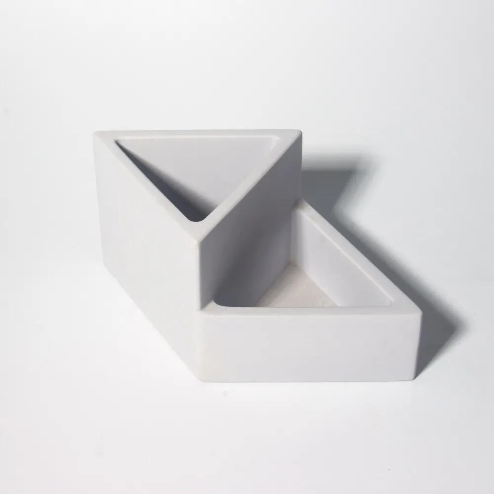 Wholesale Concrete Pencil Holder Stand Multi Purpose Use Grey Triangle Pen Holder Box Cement Desk Pen Pencil Holder