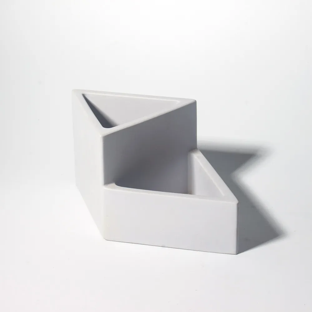 Wholesale Concrete Pencil Holder Stand Multi Purpose Use Grey Triangle Pen Holder Box Cement Desk Pen Pencil Holder