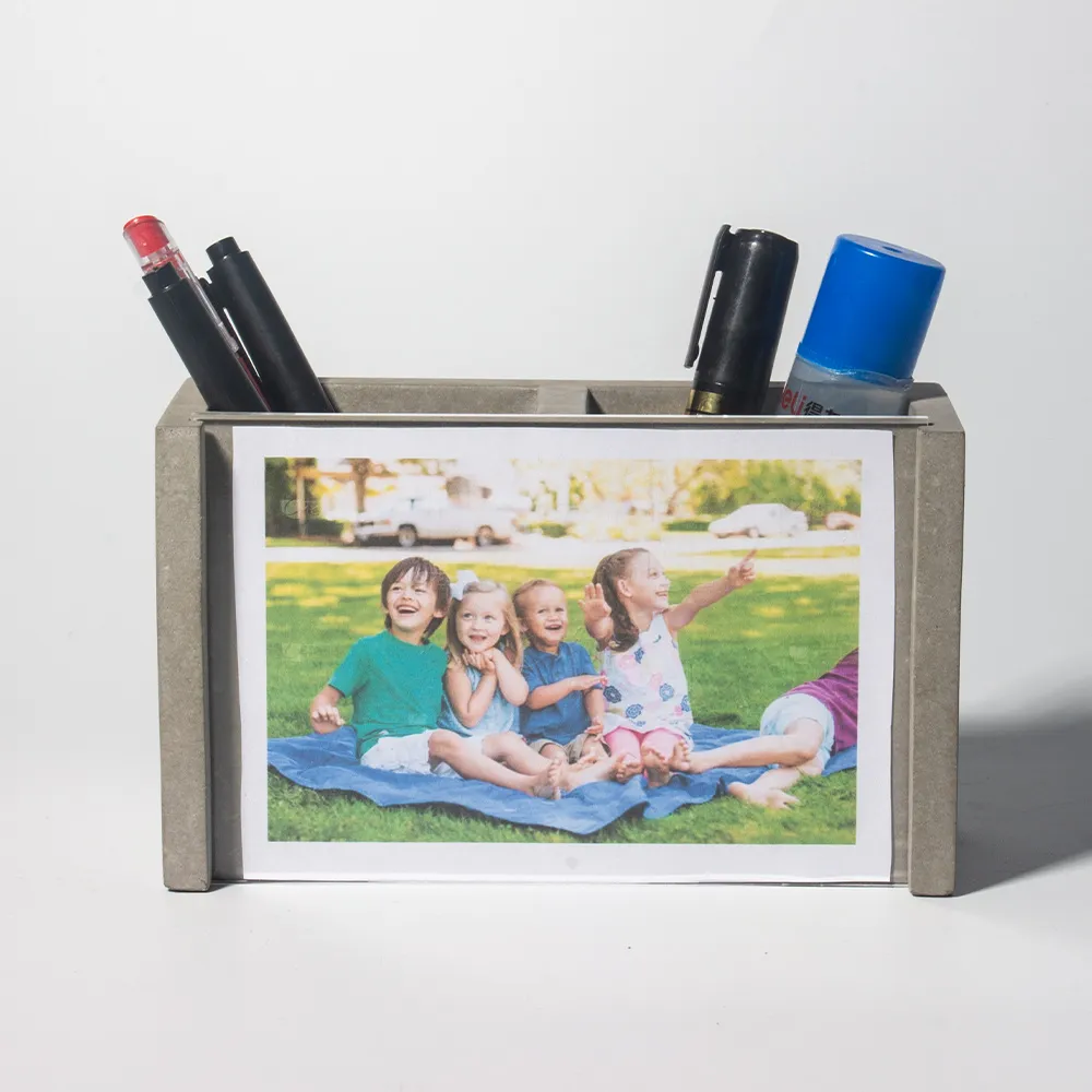 Wholesale Direct Concrete Photo Frame Pen Holder Desktop Multifunctional Storage Box Cement Pen Stand Holder