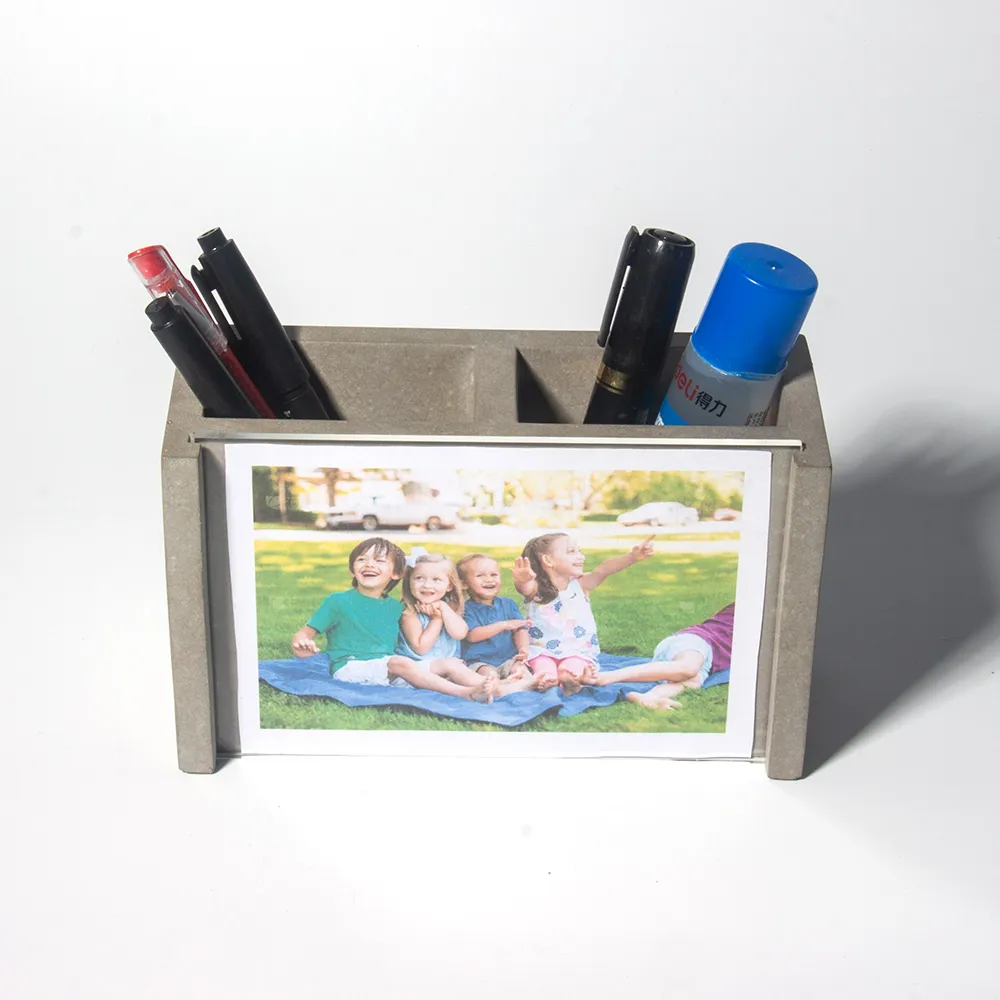 Wholesale Direct Concrete Photo Frame Pen Holder Desktop Multifunctional Storage Box Cement Pen Stand Holder